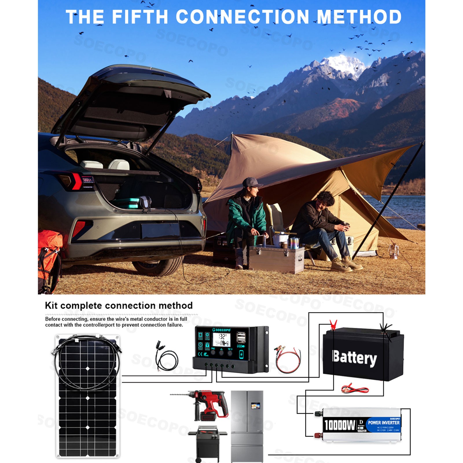 SOECOPO 10000W Solar System Kit, 100A Controller, 12V DC to 110V/220V