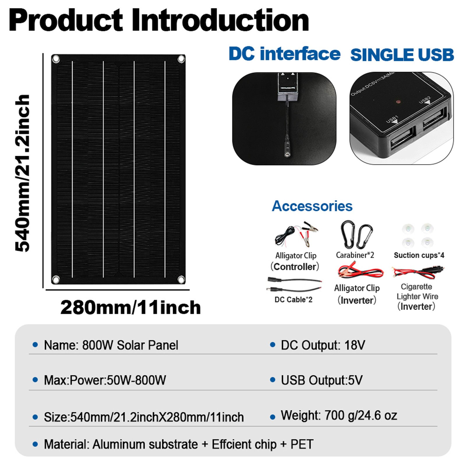 7000W Solar Kit | Sine Wave Inverter+2High-Conversion Solar Panels+100A Charger