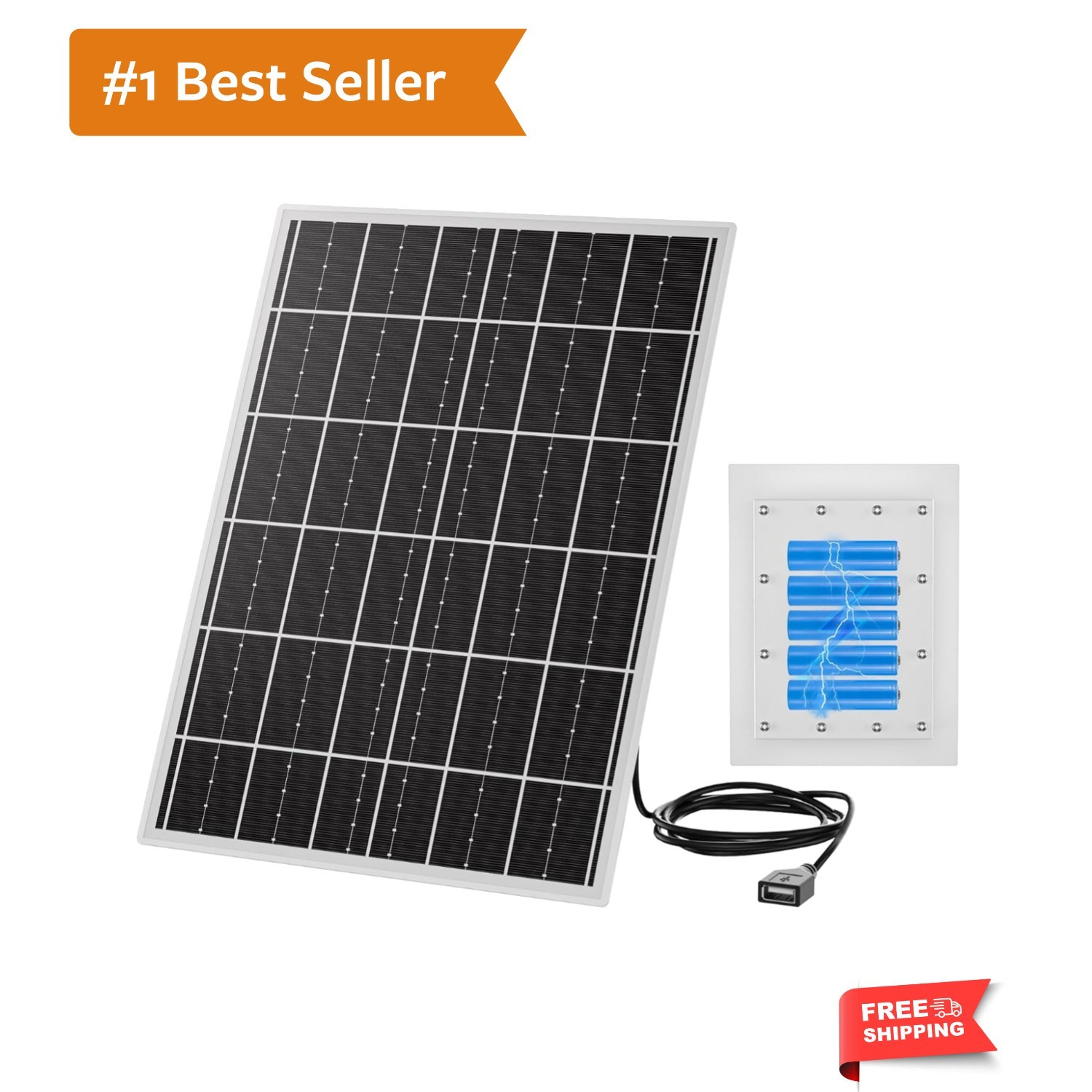 15W 5V Solar Panel Kit with 20000mAh LiFePO4 Battery, MPPT Controller – Power…
