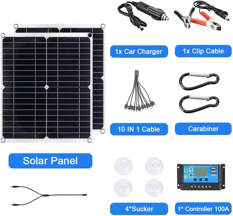 200W Solar Panel Kit 12V Dual 5V USB Outputs Solar Panel Controller Combo,wit…