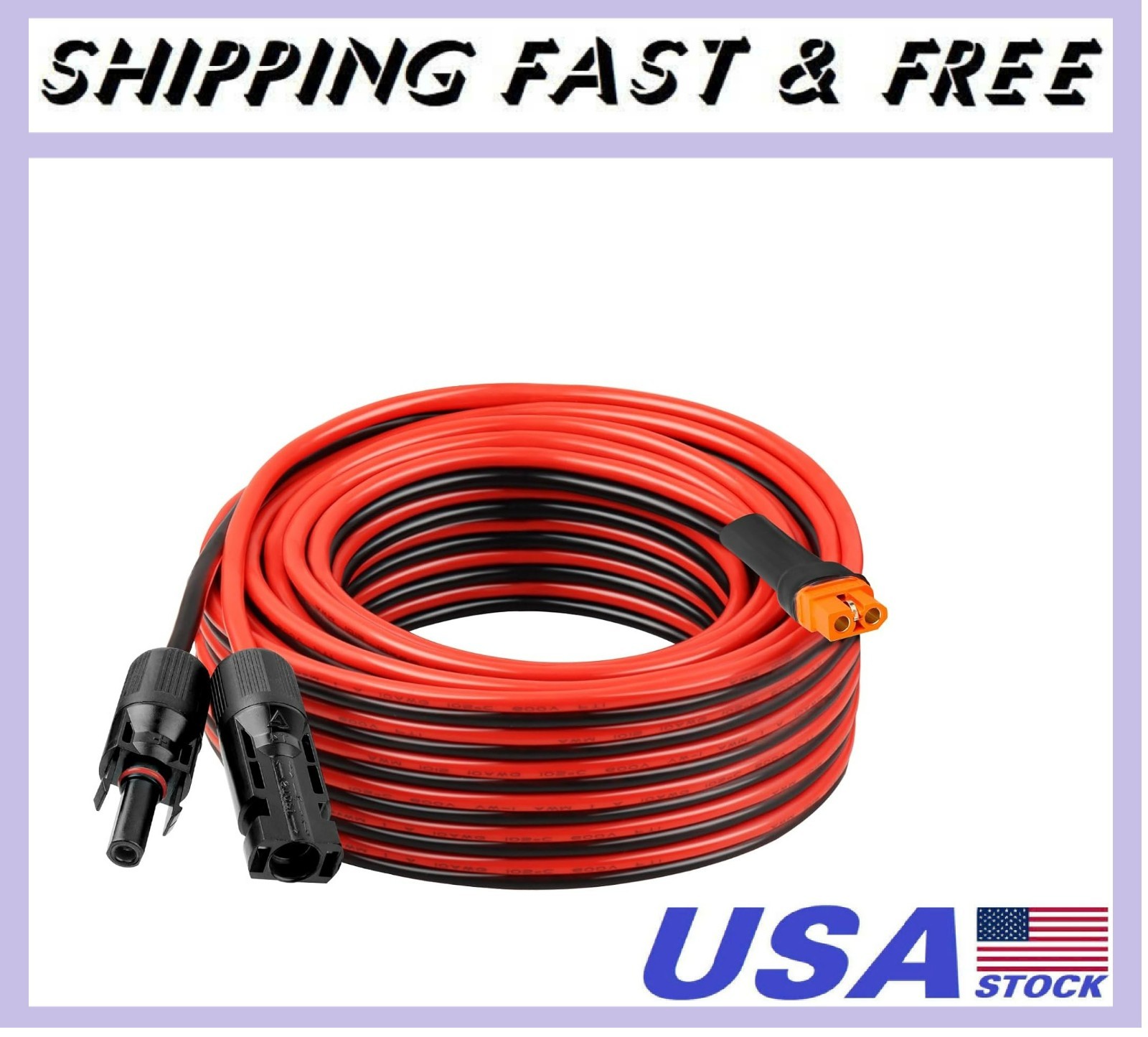 10AWG 35FT Solar to XT60i Extension Cable 3 6 10 35 50 75 100FT Heavy Duty