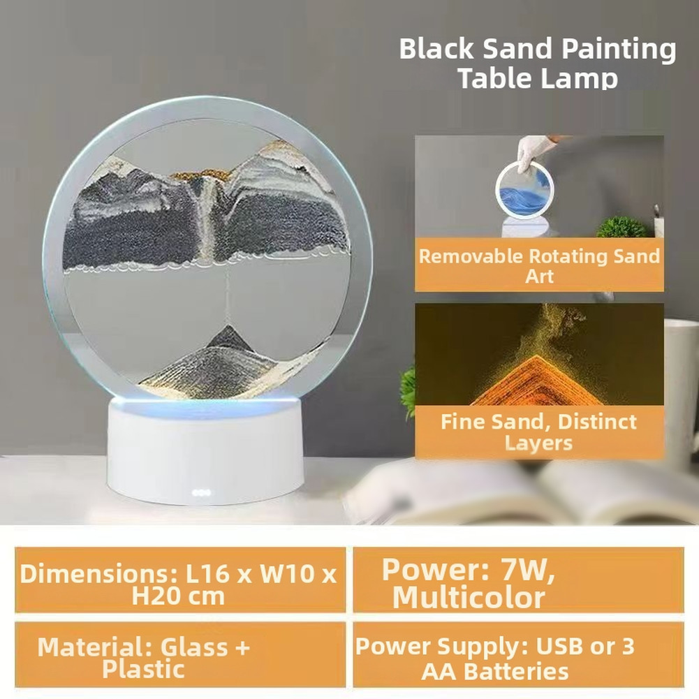 Sand Motion Hourglass Desk Lamp with Gentle Illumination for Bedroom or Office