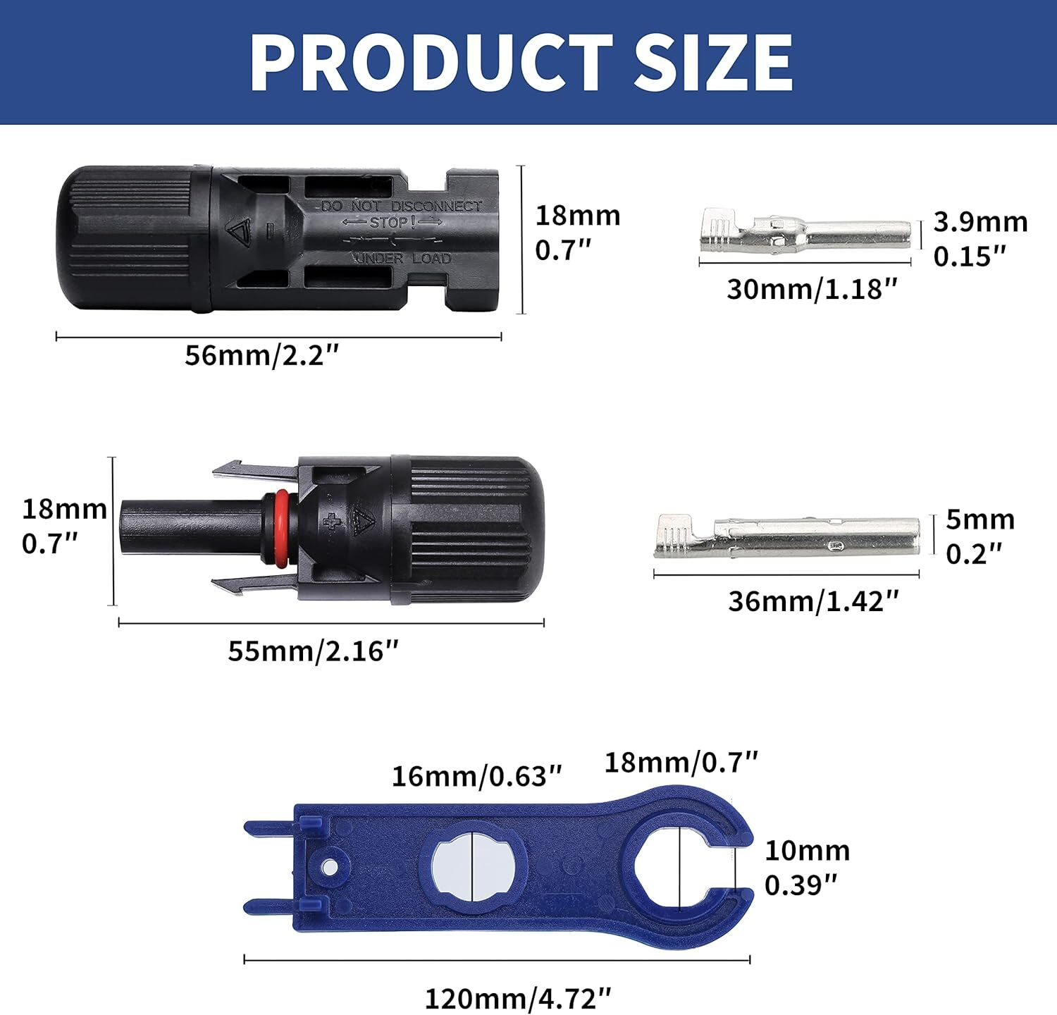 6Set Male Female Waterproof Solar Panel Cable Connector for PV Wire System