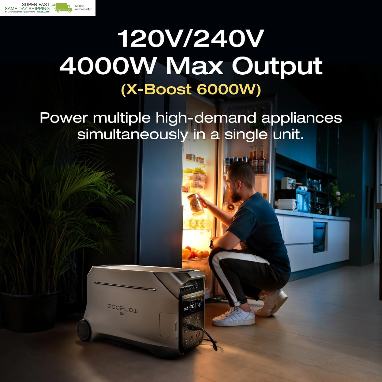 Pro 3 Portable Power Station, 4096Wh LFP Battery, Expandable to 48Kwh, 120/240V