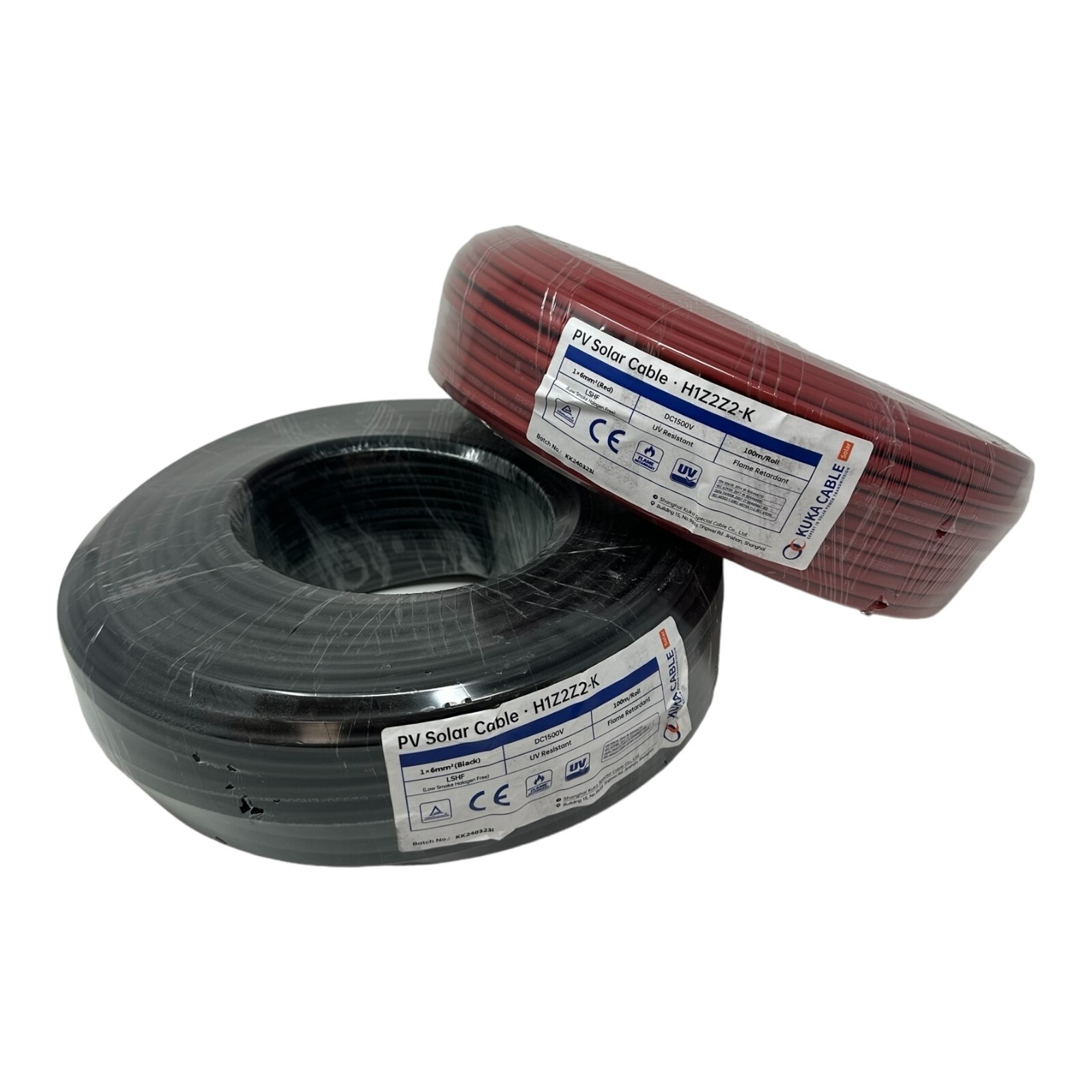 2x 50meter Drum Red and Black Solar Panel PV Cable Wire 6mm² 5 Pairs Connectors