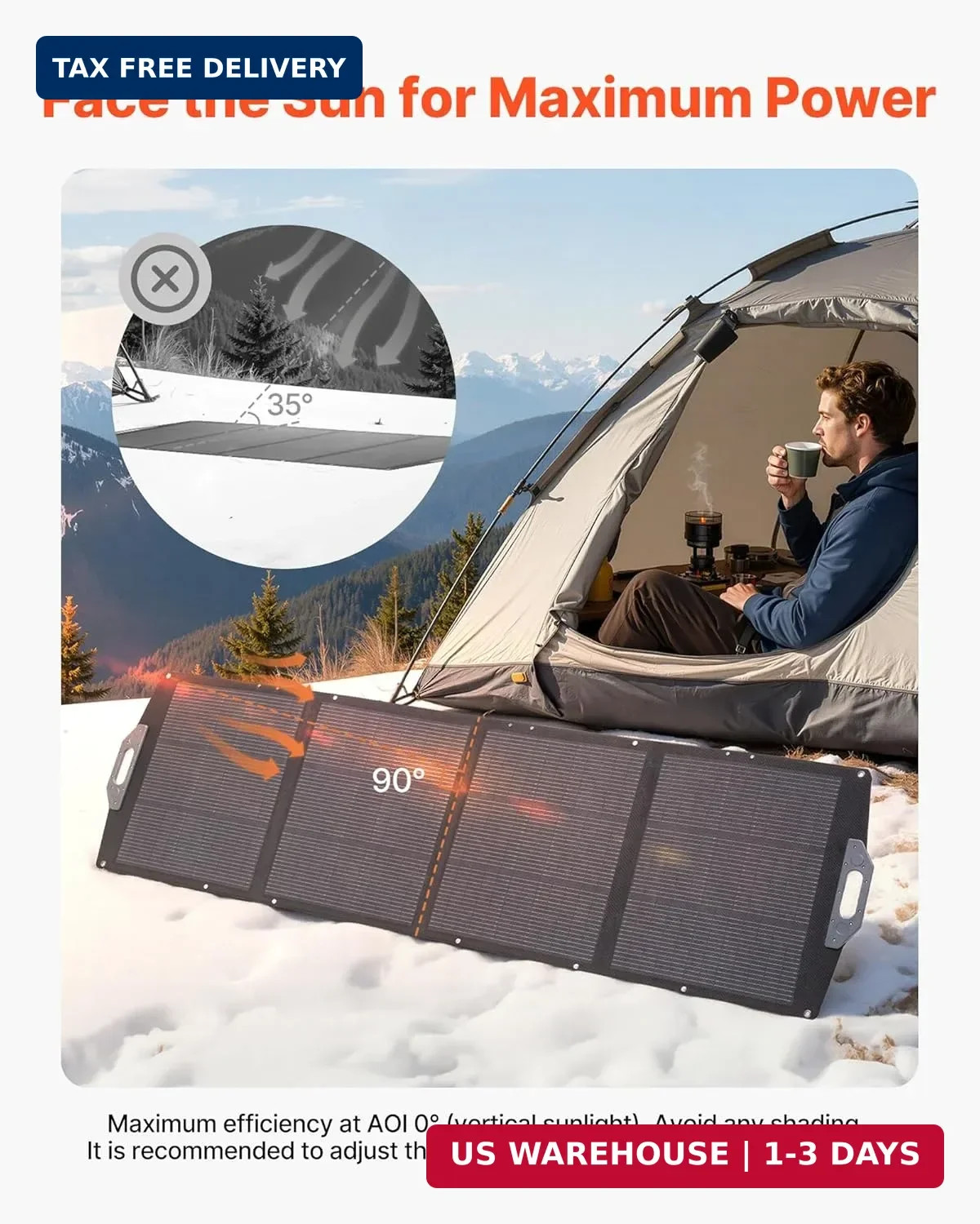 VEVOR 200W Foldable Solar Panel, 24% High-Efficiency Portable Monocrystalline So