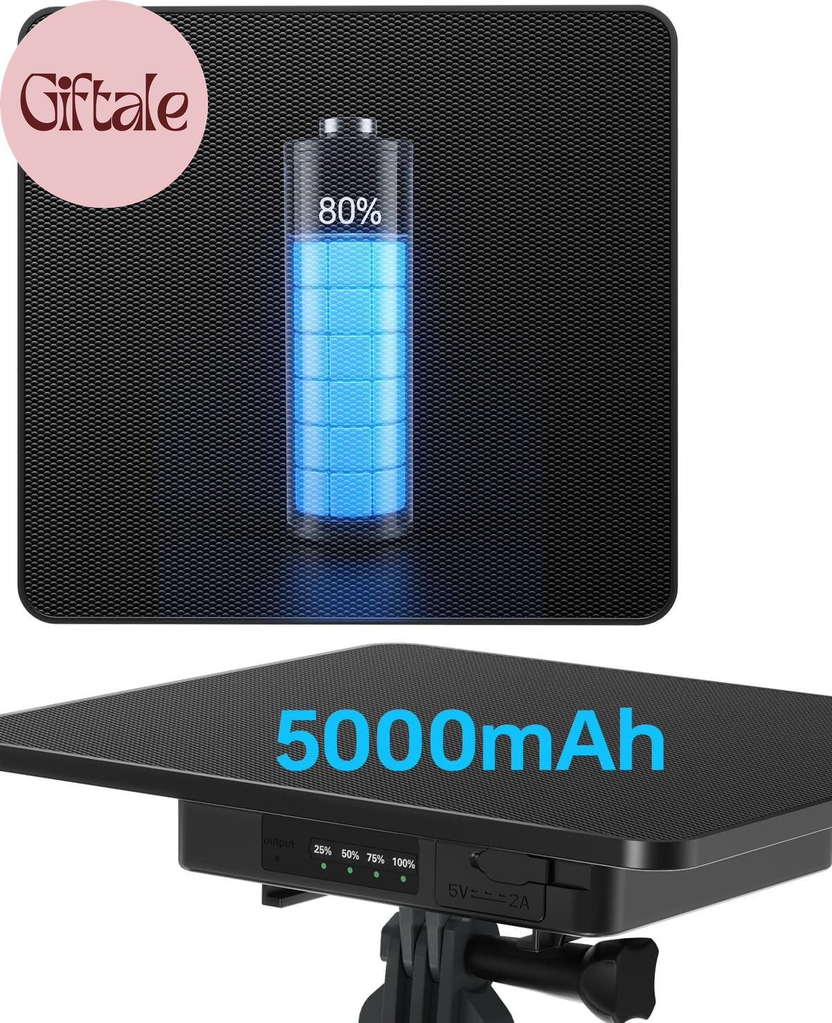 6W Solar Panel for Ring Camera, Trail Camera Solar Panel Charger with 5000Mah Ba