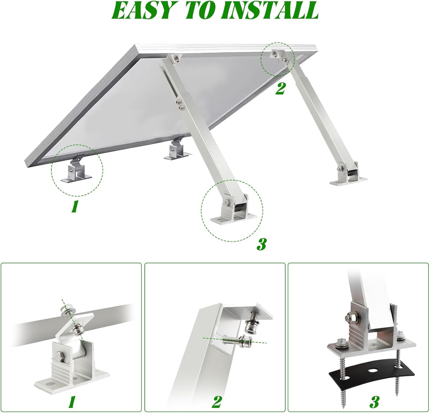 Solar Panel Mounting Brackets, 2 Sets Adjustable Solar Panel Tilt Mount Brackets