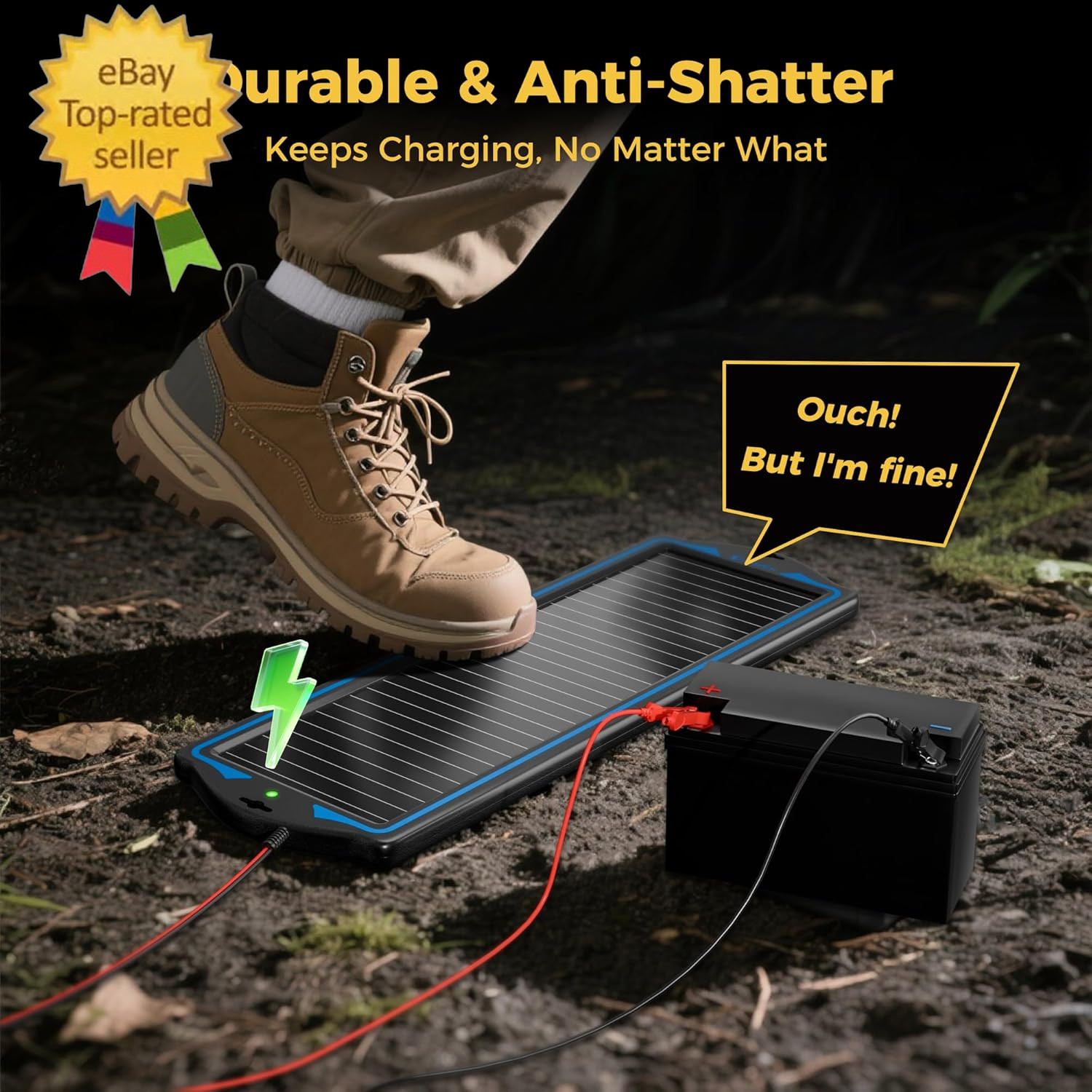 12V Solar Battery Charge:Waterproof Portable Solar Panel Kit -Battery Maintainer