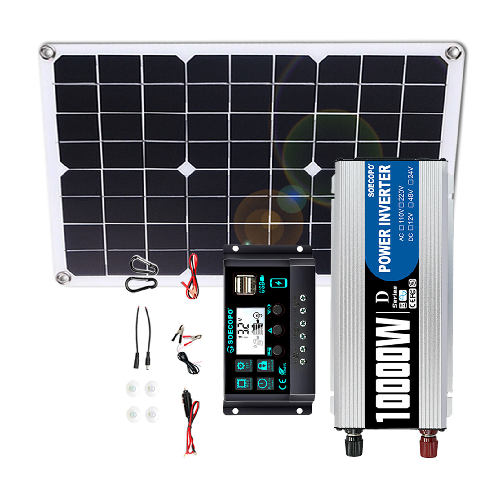 10000W Solar System with 100A Controller 20W-500W Panel Inverter for Home RV