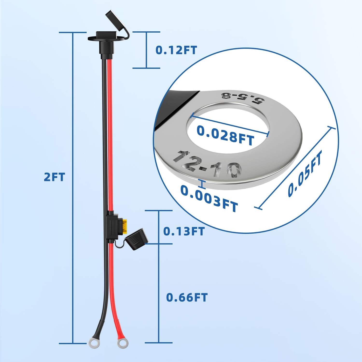 12AWG SAE Power Socket Sidewall Port to O Ring,SAE Connector Extension Cable …