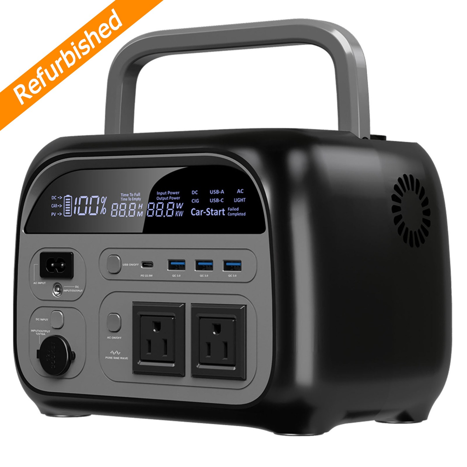 CTOLITY 500W Portable Power Station 345.6Wh LiFePO4 Battery for Camping/RV