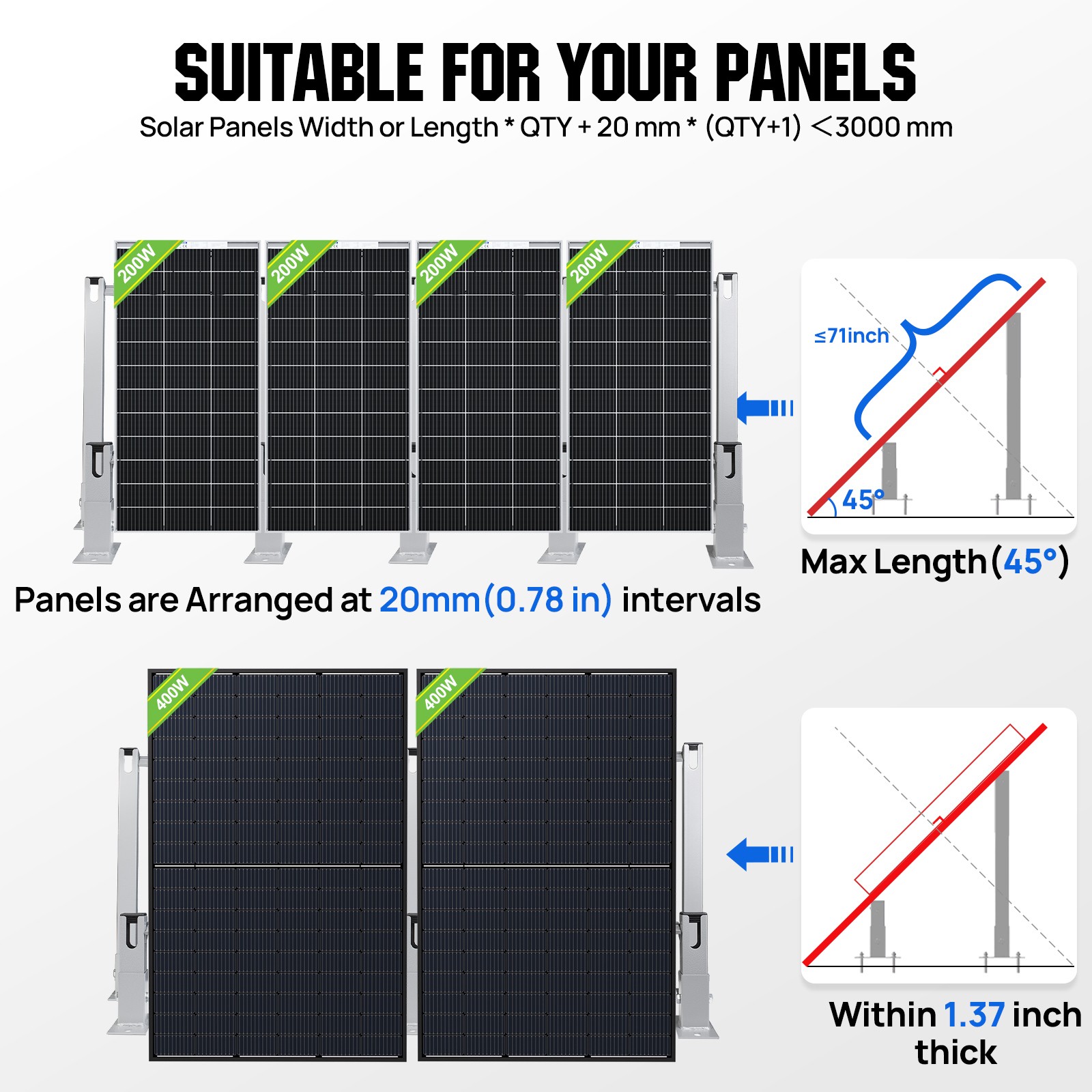 ECO-WORTHY Solar Panel Mounting Brackets Kit System for 4PCS Panels