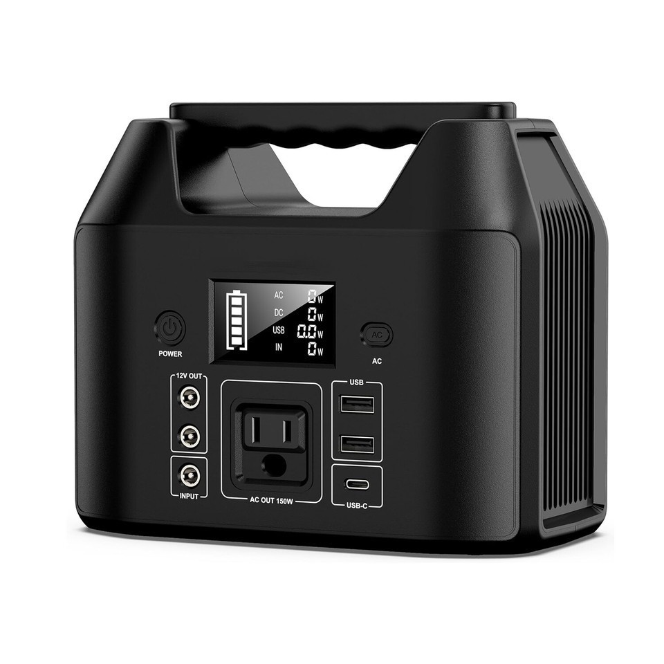 Portable Power Station 150W LiFePO4 Battery Camping Solar Generator+Carrying Bag