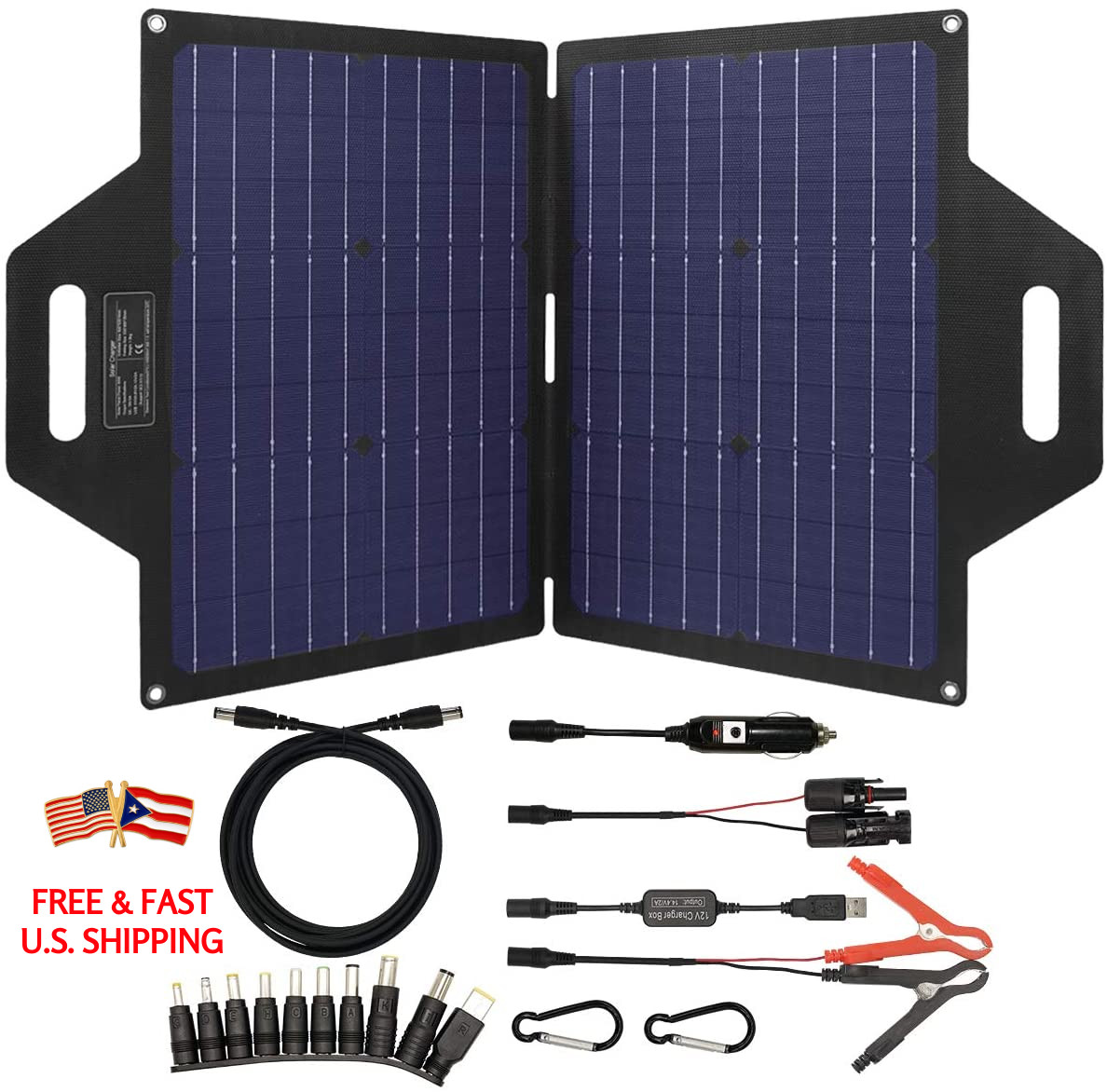 SOLAR PANEL Station Portable 60 Watt Foldable Highest Efficiency Cells FULL KIT