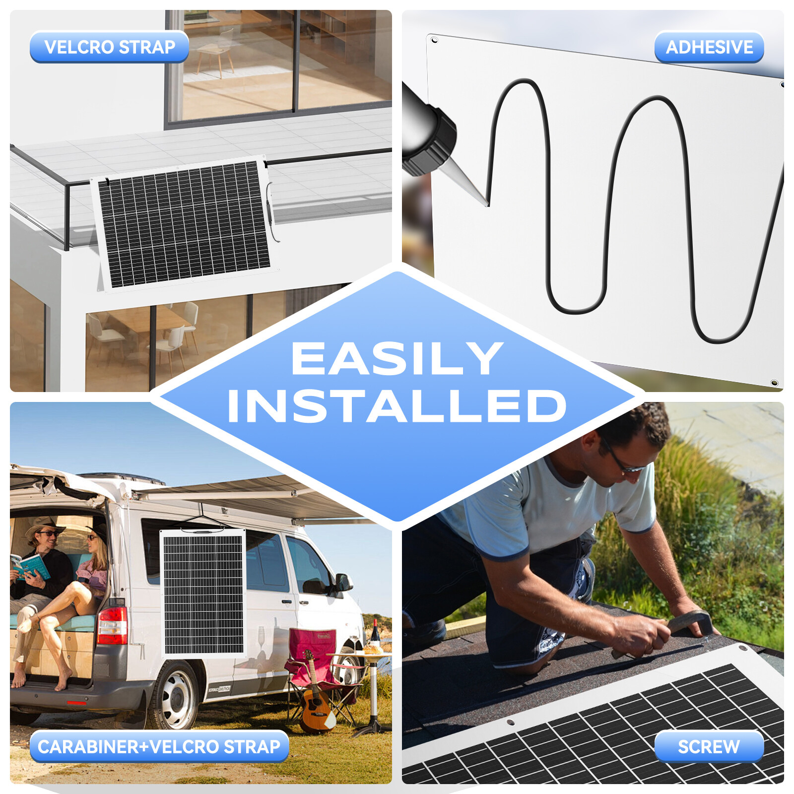 130W 520W Flexible Solar Panel Portable RV Rooftop Cabin Car Boat Home Camping