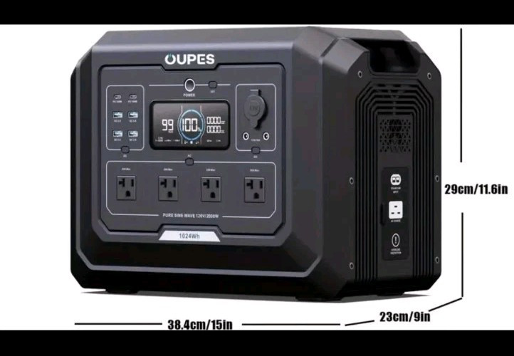 OUPES 2000W 1024Wh Mega 1 Portable Power Station + 2 Solar Panel 240W