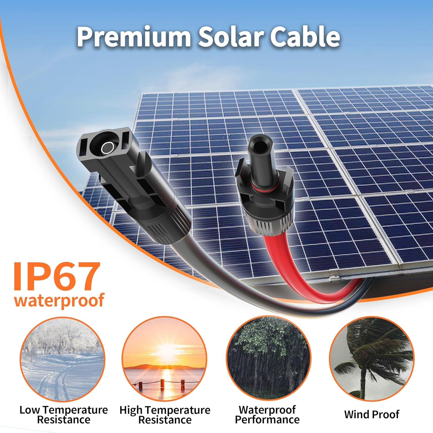10AWG Solar Cable with Pair of Connectors Solar Panel Adaptor Kit Tool, Extensio