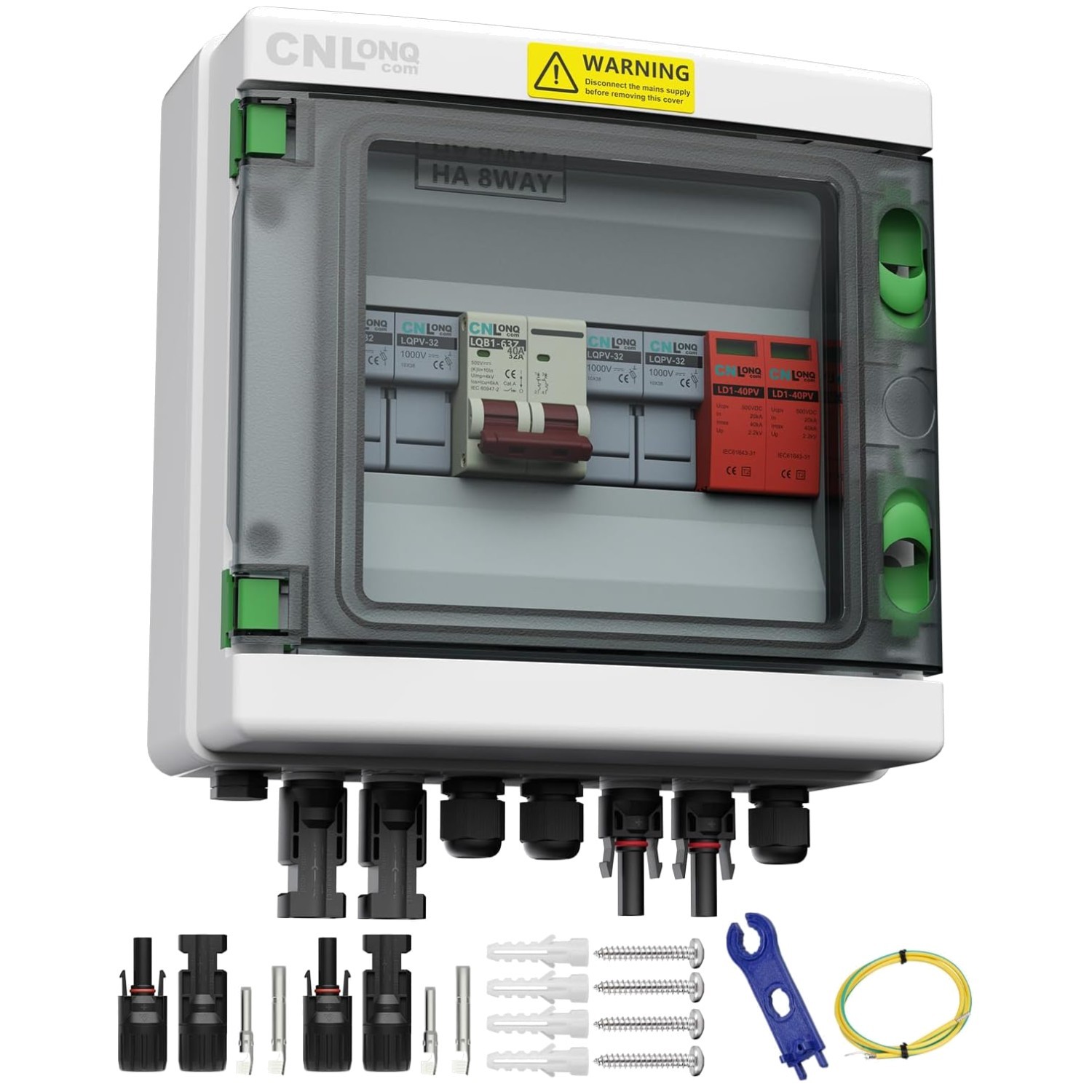 2 String Solar Combiner Box DC500V 40A with Circuit Breaker