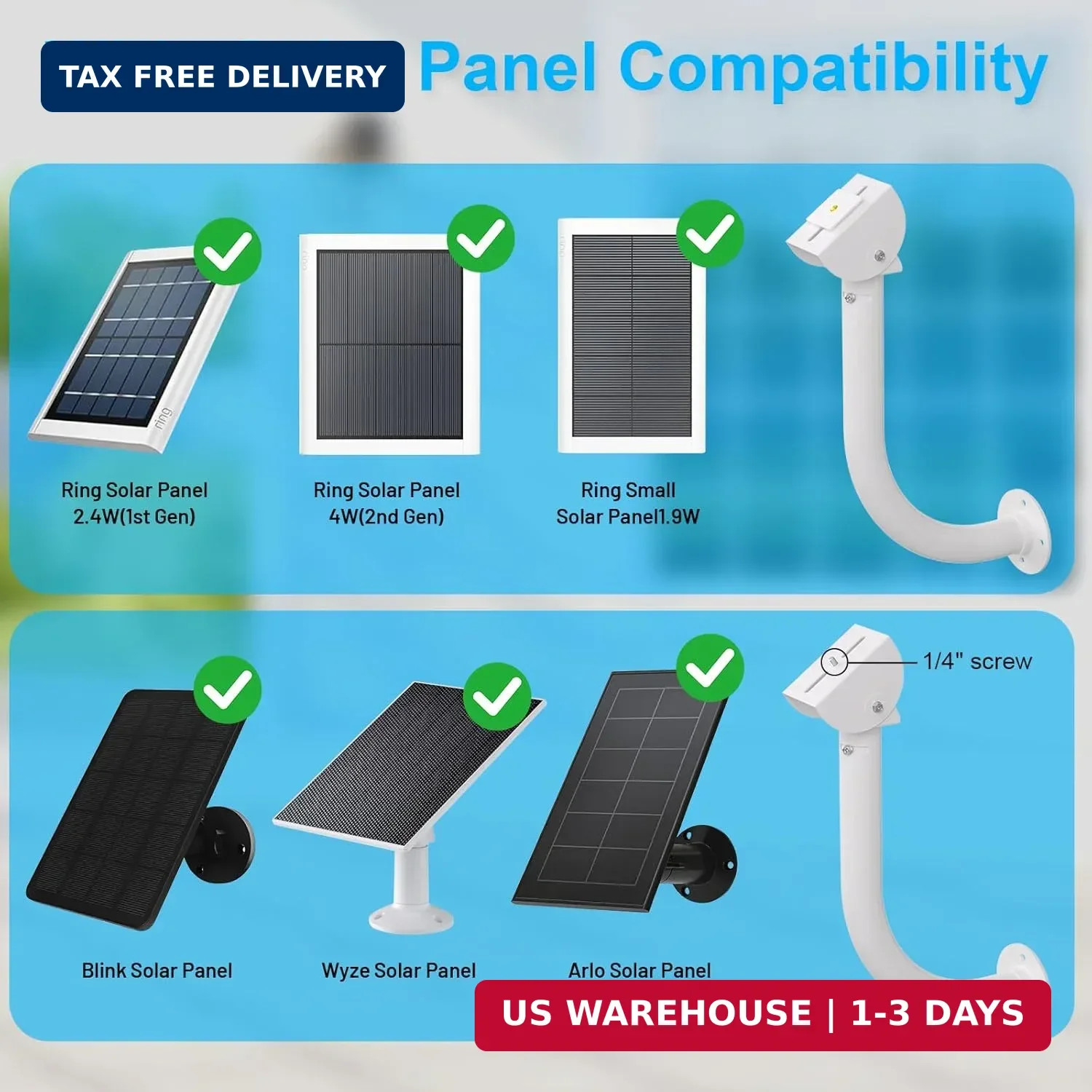 Universal 2 Pack Solar Panel Wall Mount Bracket – 30cm L-Shape Mount with Adjust