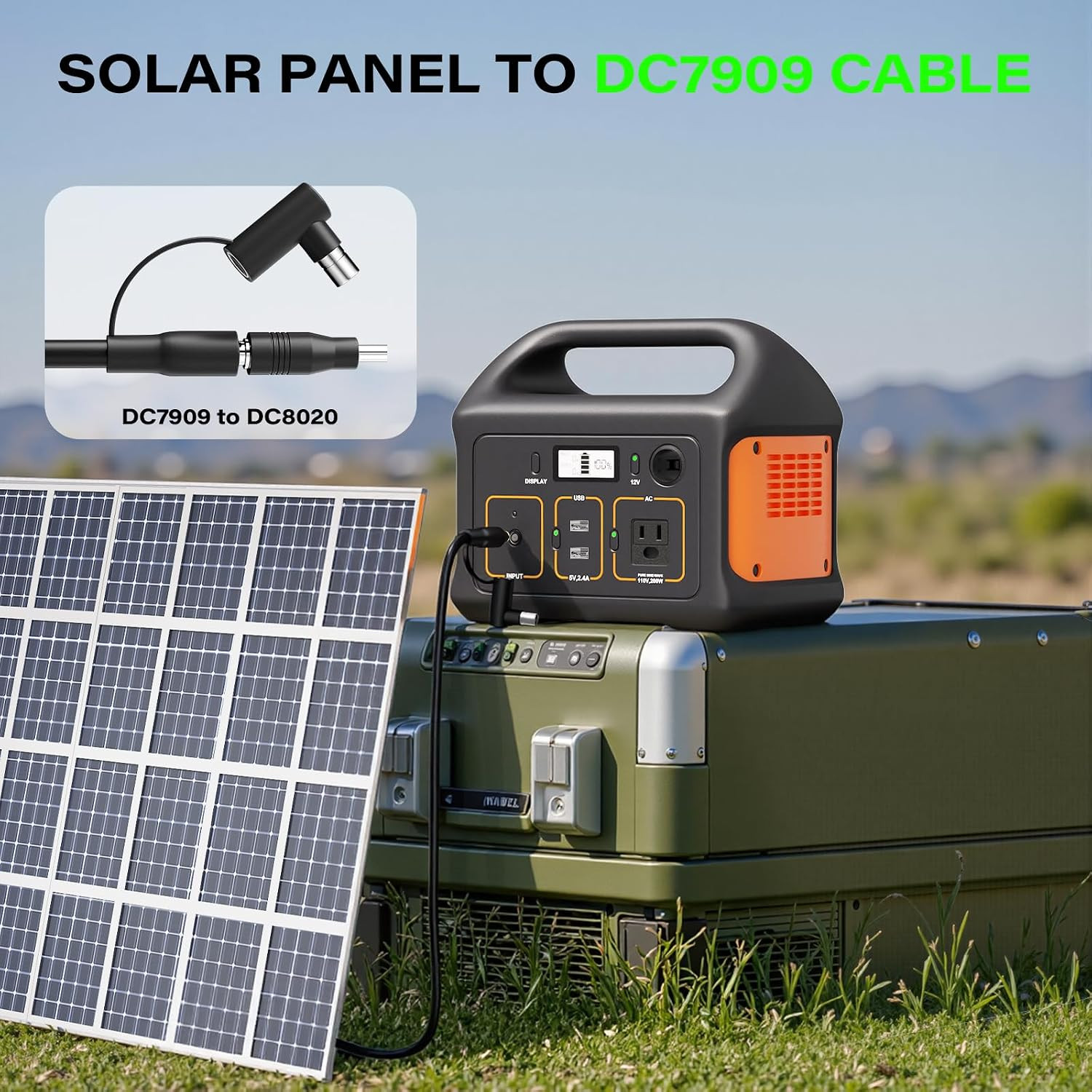 Solar Panel Extension Cable MC4 to DC 8Mm, 6.6FT 12AWG+14AWG Solar Charge Cable