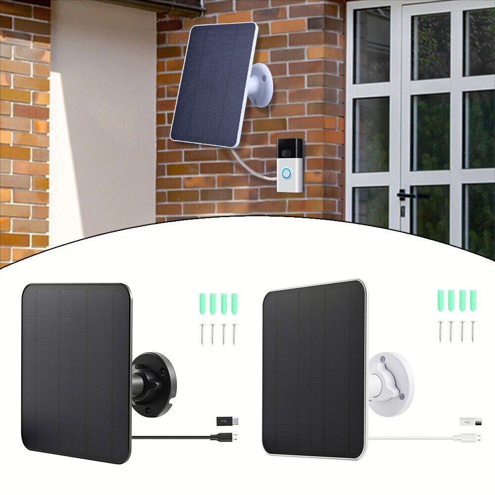 5W Solar Panel Charger For-Ring Video Doorbell 4/3/2 Solar Charger W/Power Cable