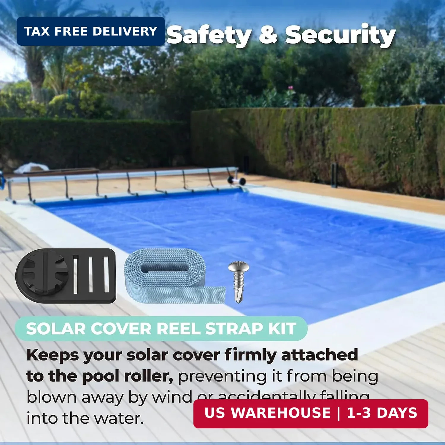 ANTOBLE Tube and Solar Cover Fastening Kit, FGHDWFASPK Pool Solar Cover Straps C
