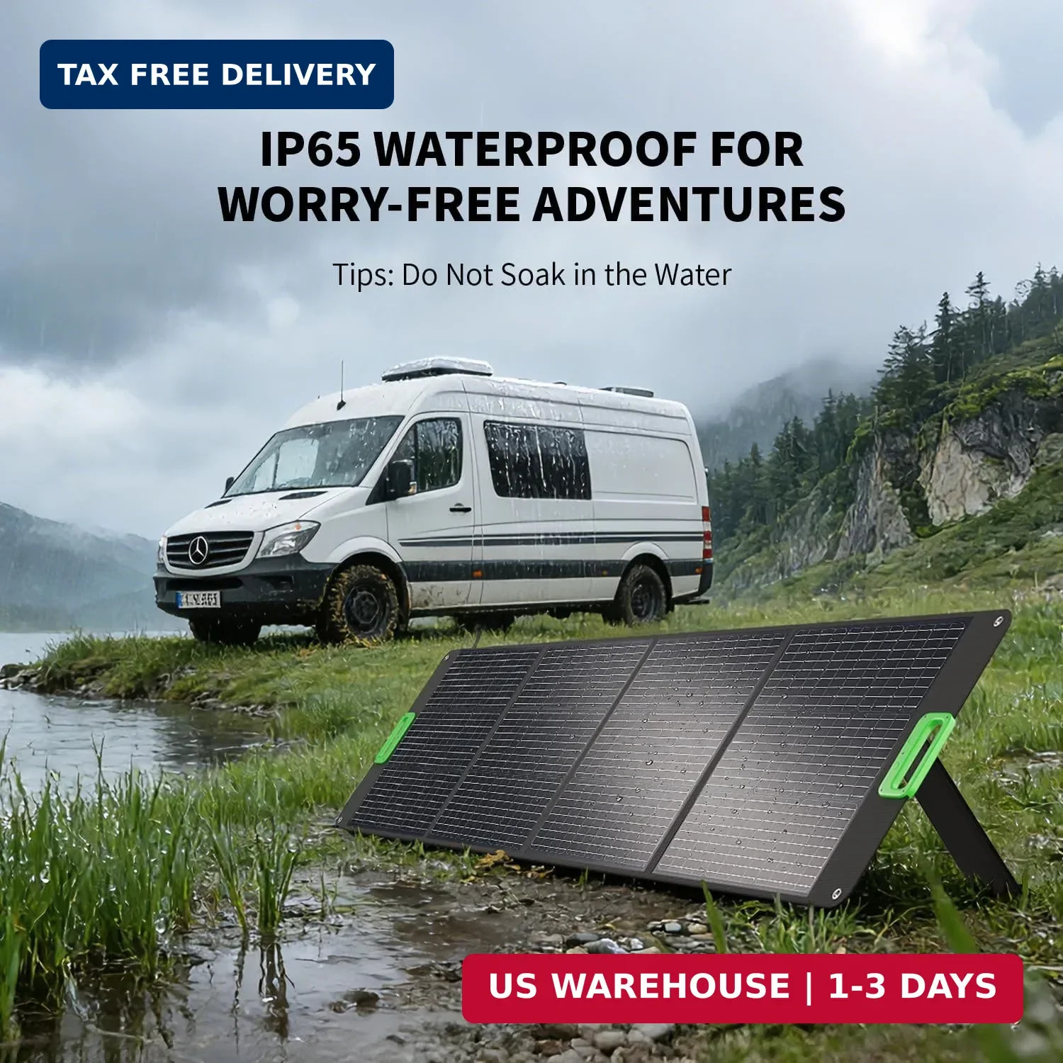 200W Portable Solar Panel Charger with 4 Kickstands, IP65 Waterproof Foldable So
