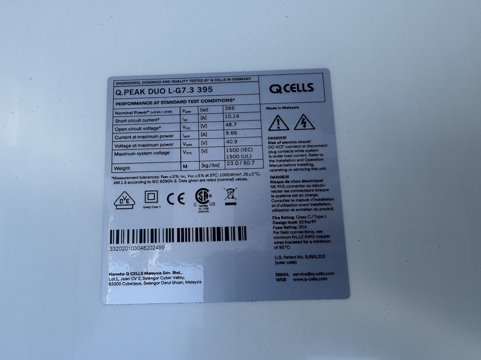 Q CELLS 395W MONO SOLAR PANEL – Q.PEAK DUO L-G5.2 395