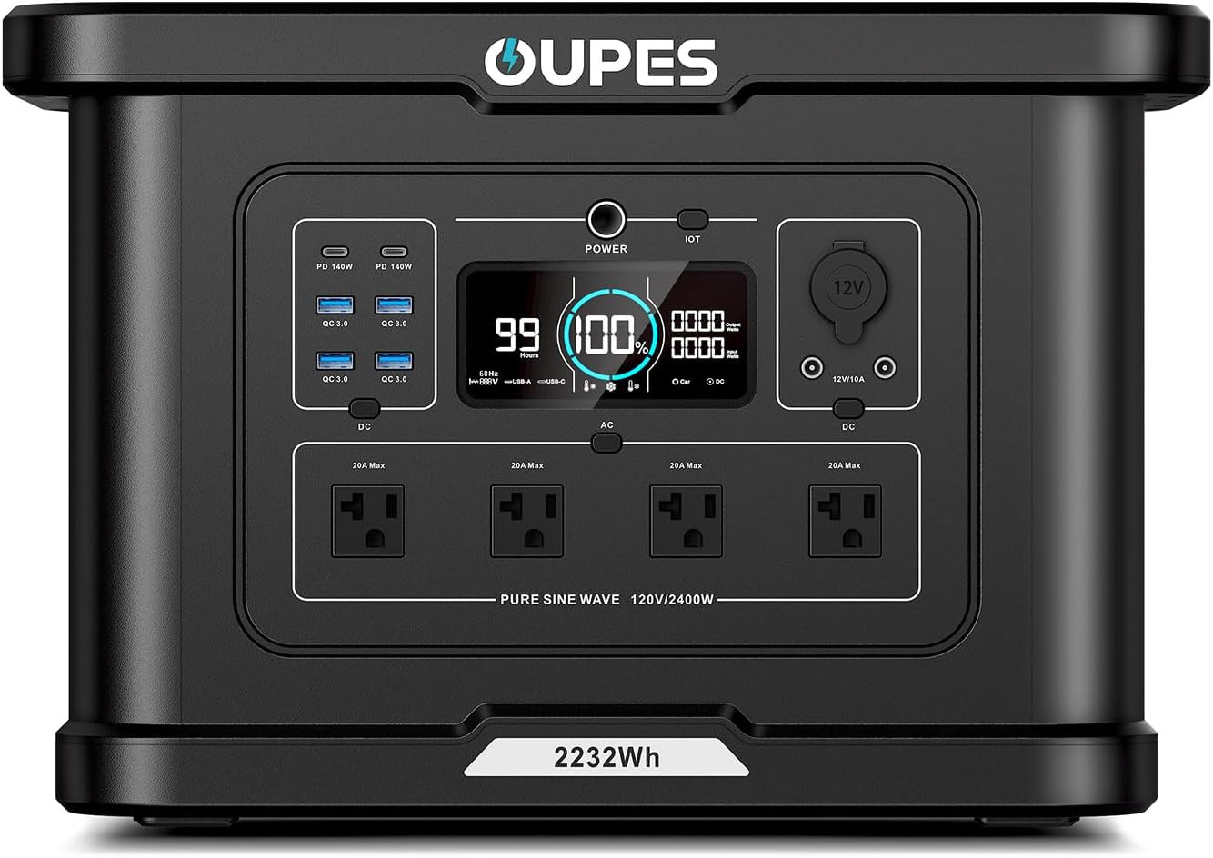 Exodus 2400 Portable Power Station 2400W (Boost 2600W, Surge 4500W), 2232Wh Life