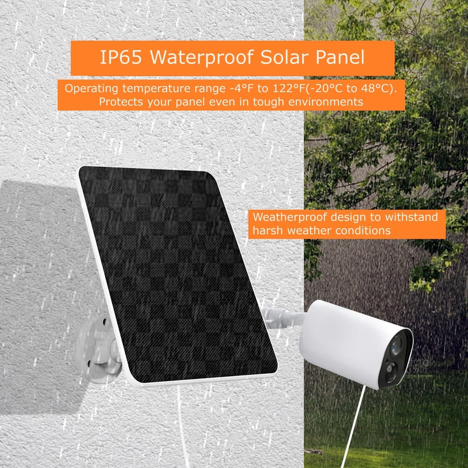 Solar Panel for Security Camera, 6W Solar Panel Micro USB & USB-C for Outdoor…