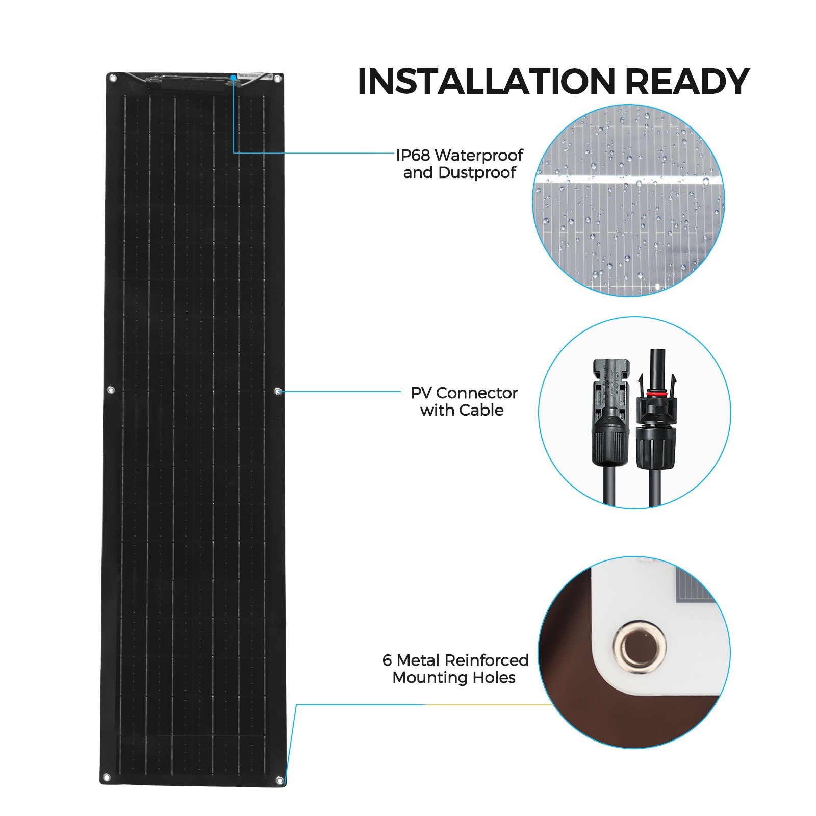 2PCS – 50W Solar Panel Flexible Mono Portable Power For RV Camping Boat 100W