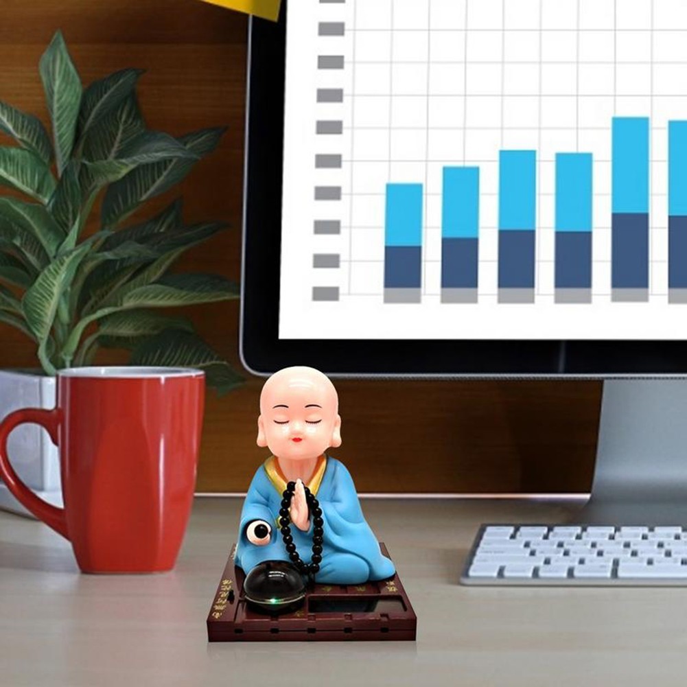 Fun Solar Monk Decoration Shaking Head Design for Cars and Home Spaces