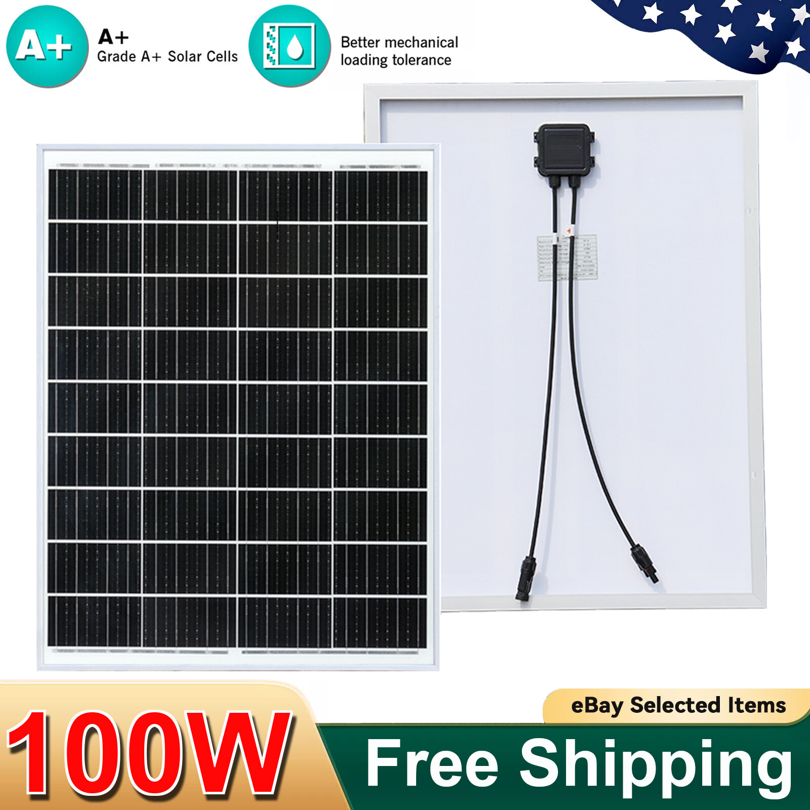 100W 200W 300W 400W 500W Watt Solar Panel Mono 12V Charger RV Home Off-Grid Boat