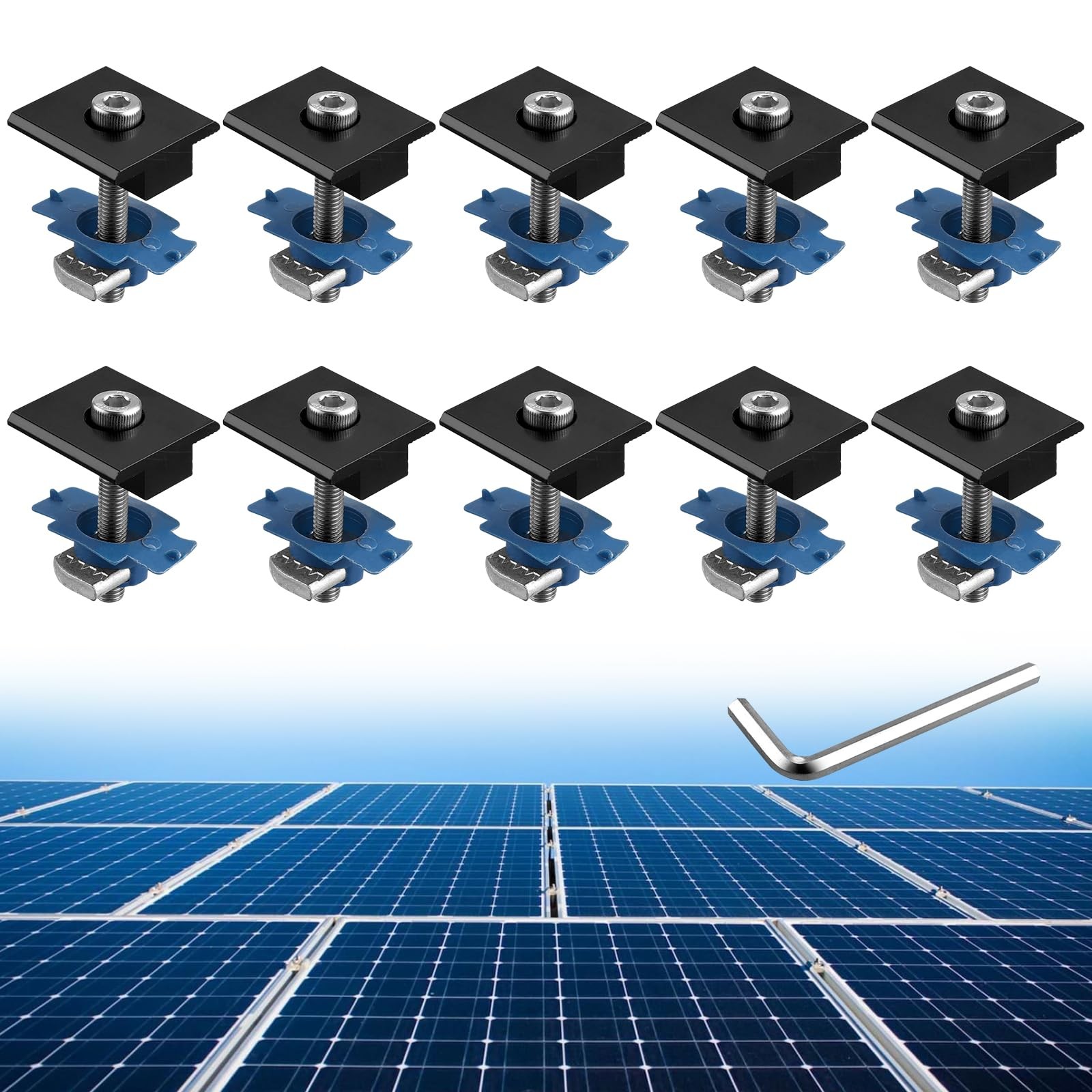 10Pcs Solar Panels Mid Clamps for Unistrut Aluminium Panel Brackets 30Mm/35Mm