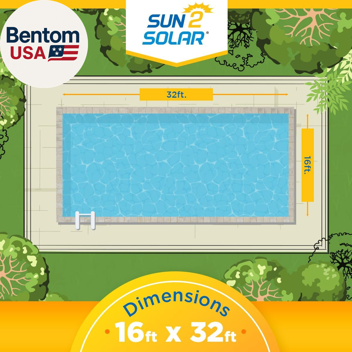 Blue 16 Ft X 32 Ft Rectangle Solar Cover | 1200 Series | Heat Retaining Blanket