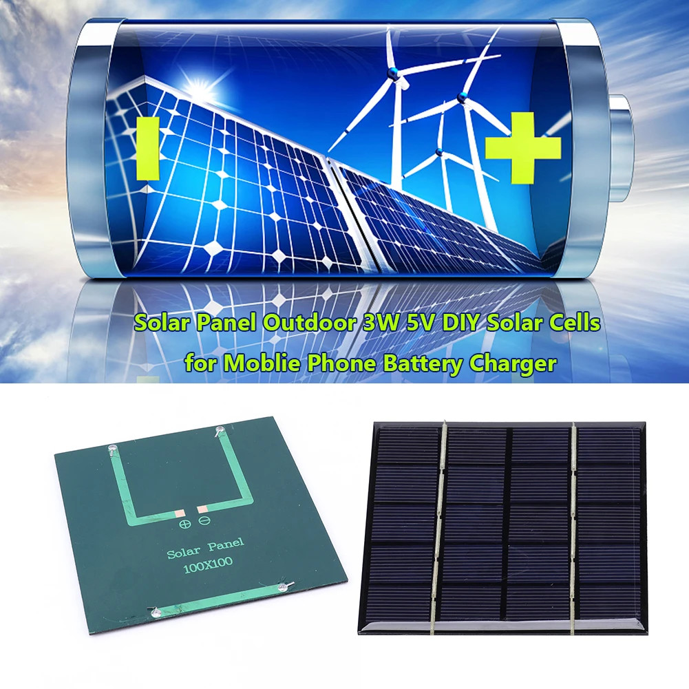 2pcs Solar Panel 3/5W 5/12V Micro Solar Board Portable Fast Charger Polysilicon