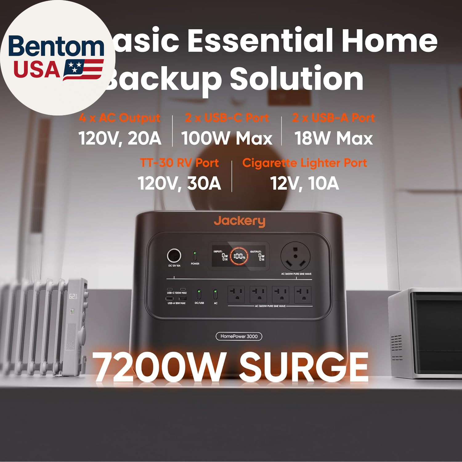 Homepower 3000 Portable Power Station, 3600W (Surge 7200W) Output, 3072Wh LFP Ba