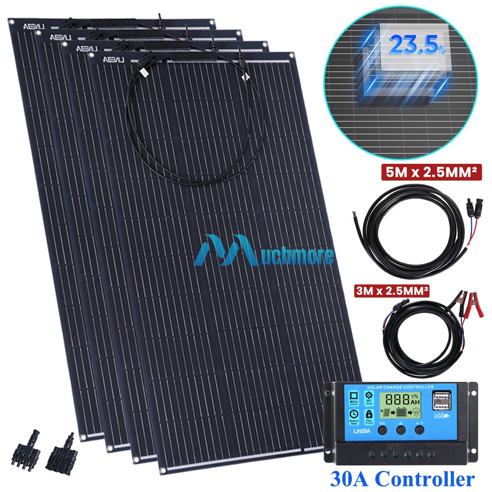 400W Solar Panel Kit & 30A Controller 12V Battery Charger Off-Grid Car Boat lot