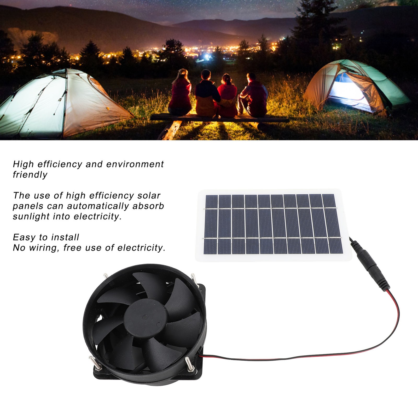 10W Solar Panel Powered Fan Kit Portable Silent Exhaust Fan For Outdoors For