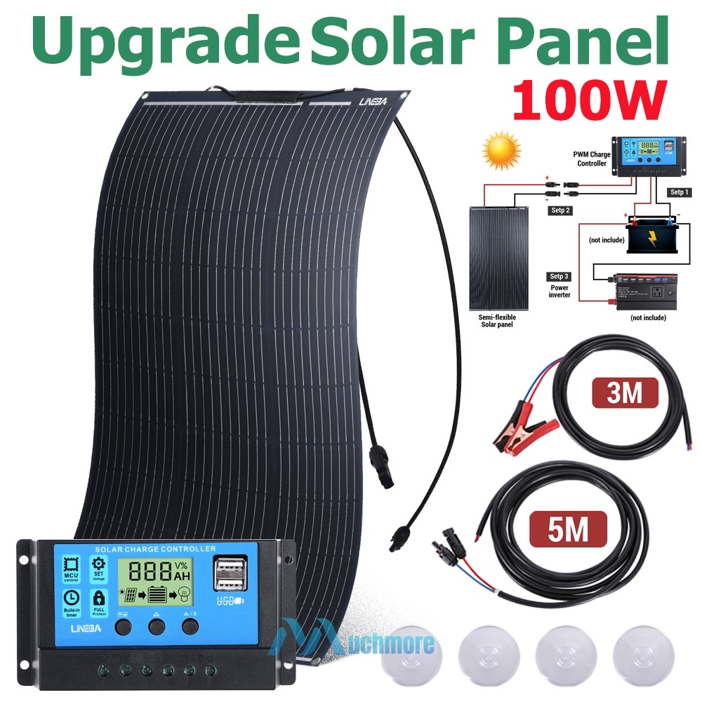 Portable Mono Solar Panel 200W 400W + Controller for Power Stations Home RV Boat