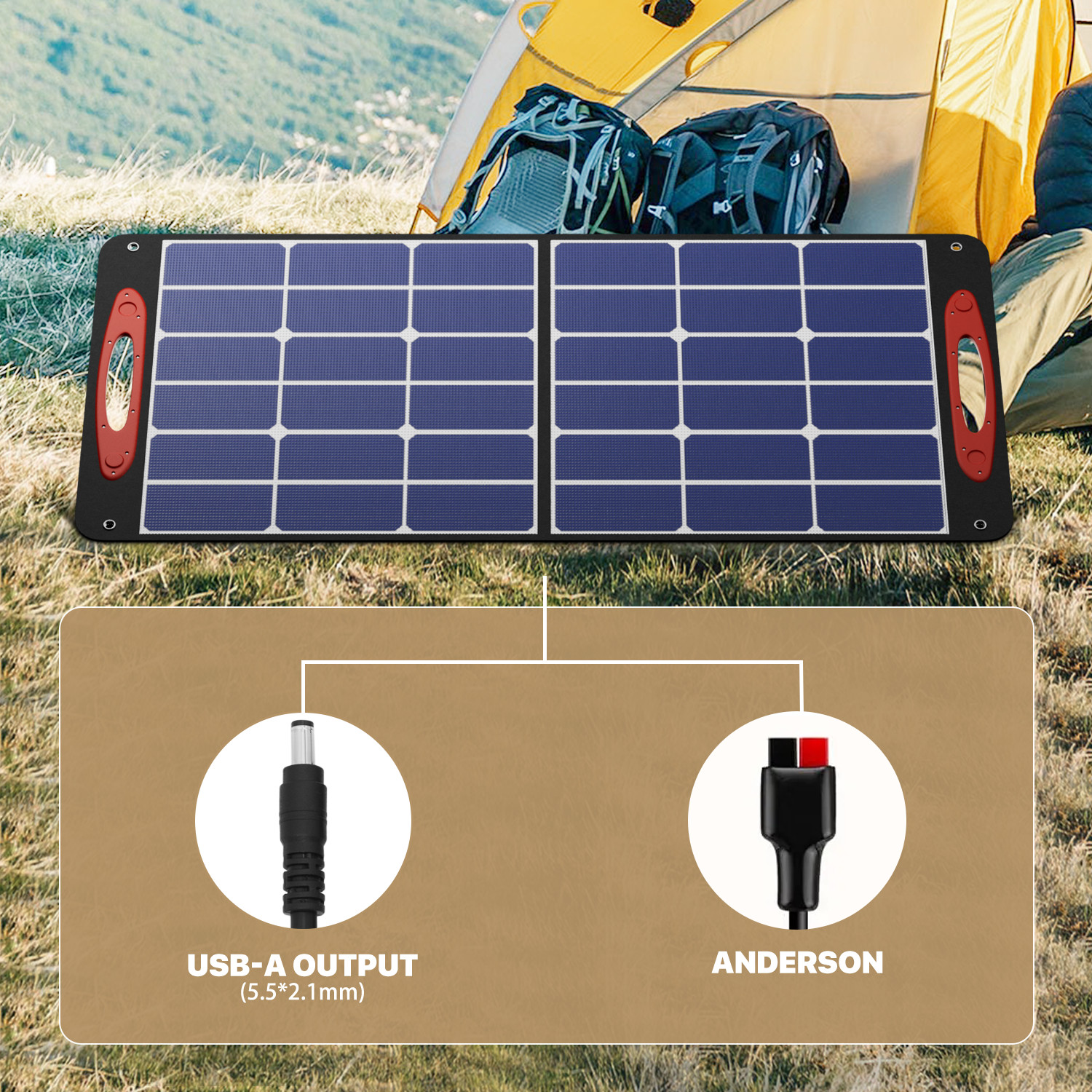 20V/100W Foldable Portable Solar Panel w/USB Charger for Phone Charging, Camping