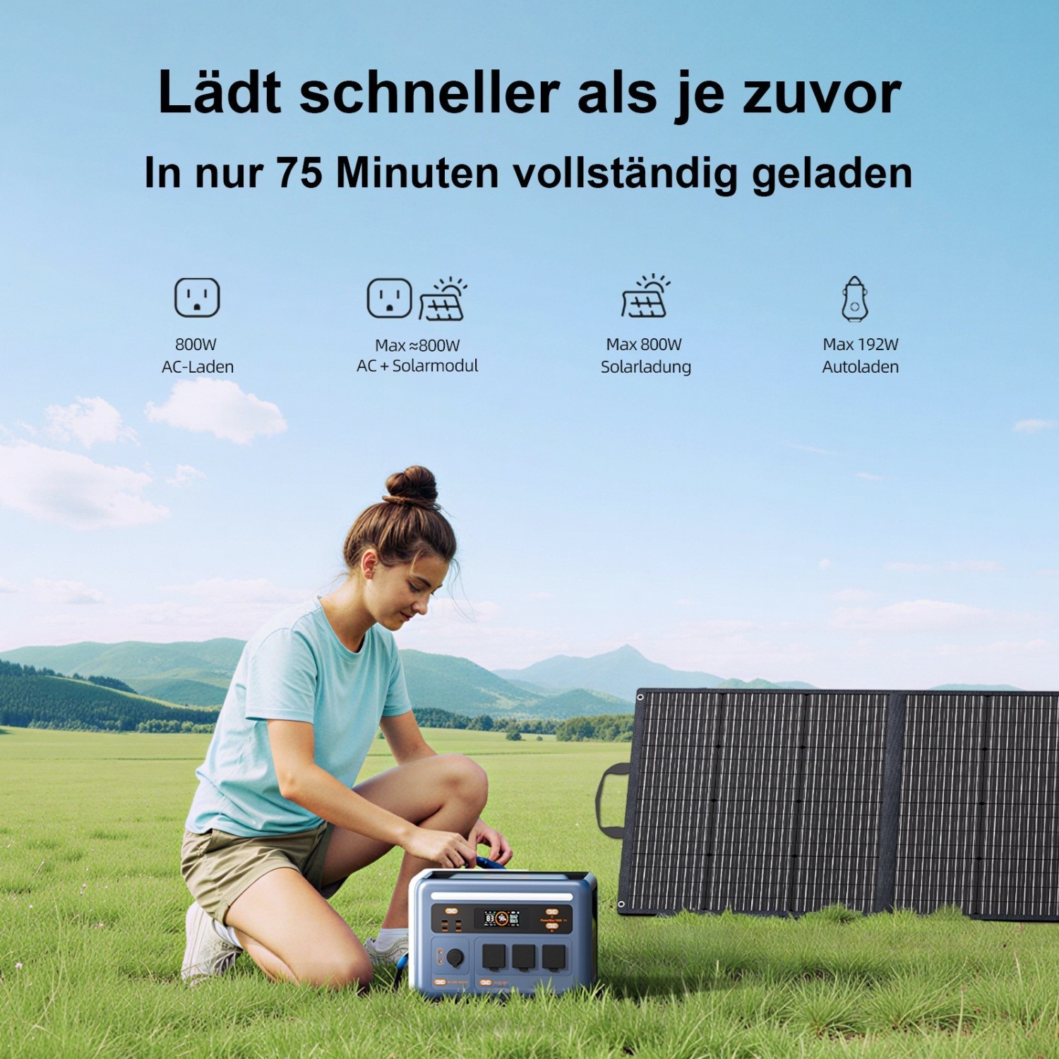 LiFePO4 USV 200W Solarpanels PowerMax 1800SE Tragbares Powerstation 1024Wh OSCAL