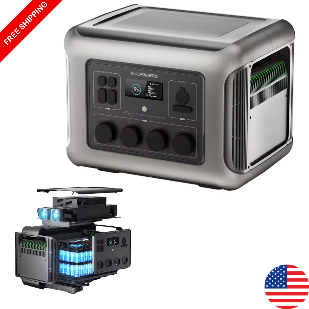 Portable Power Station 2500W 2016Wh Solar Generator LFP Battery Backup for Home
