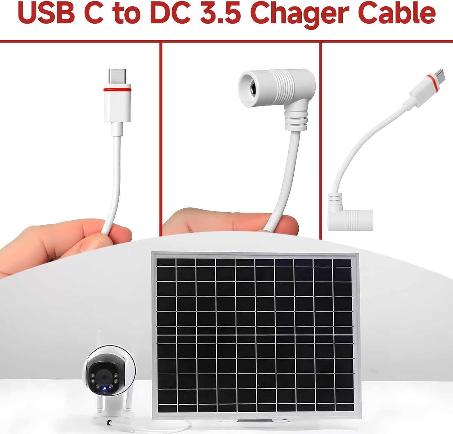 Barrel Adapter, USB-C Adapter Replacement Compatible with Ring Super Solar Panel