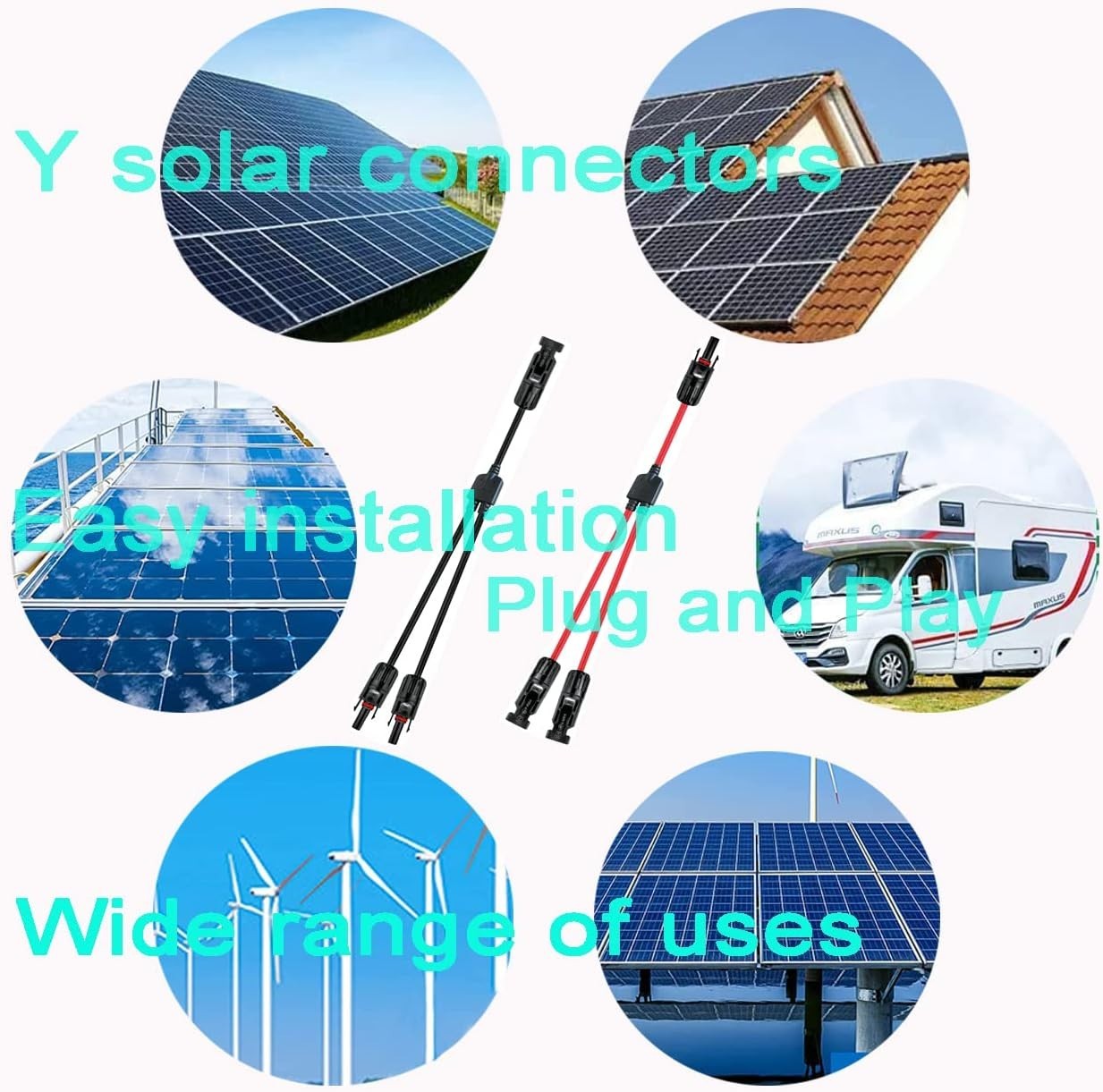 10AWG Y Solar Connector 1 Male to 2 Female Cable – Reliable & Waterproof