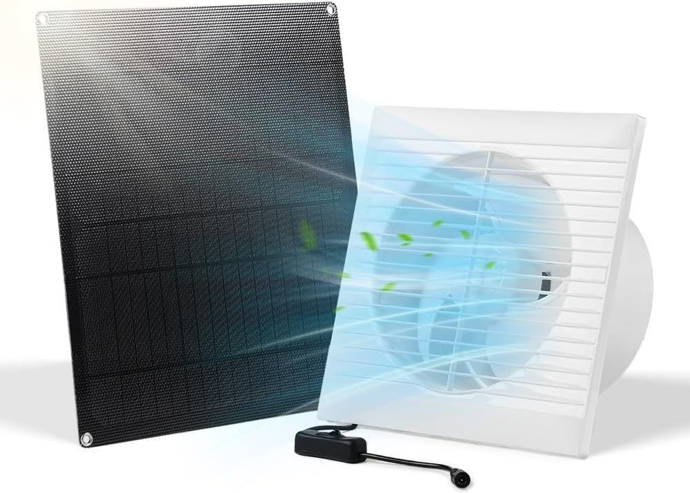 Solar Powered Exhaust Fan, 15W Weatherproof Solar Panel with 8 Inch Solar Exh…
