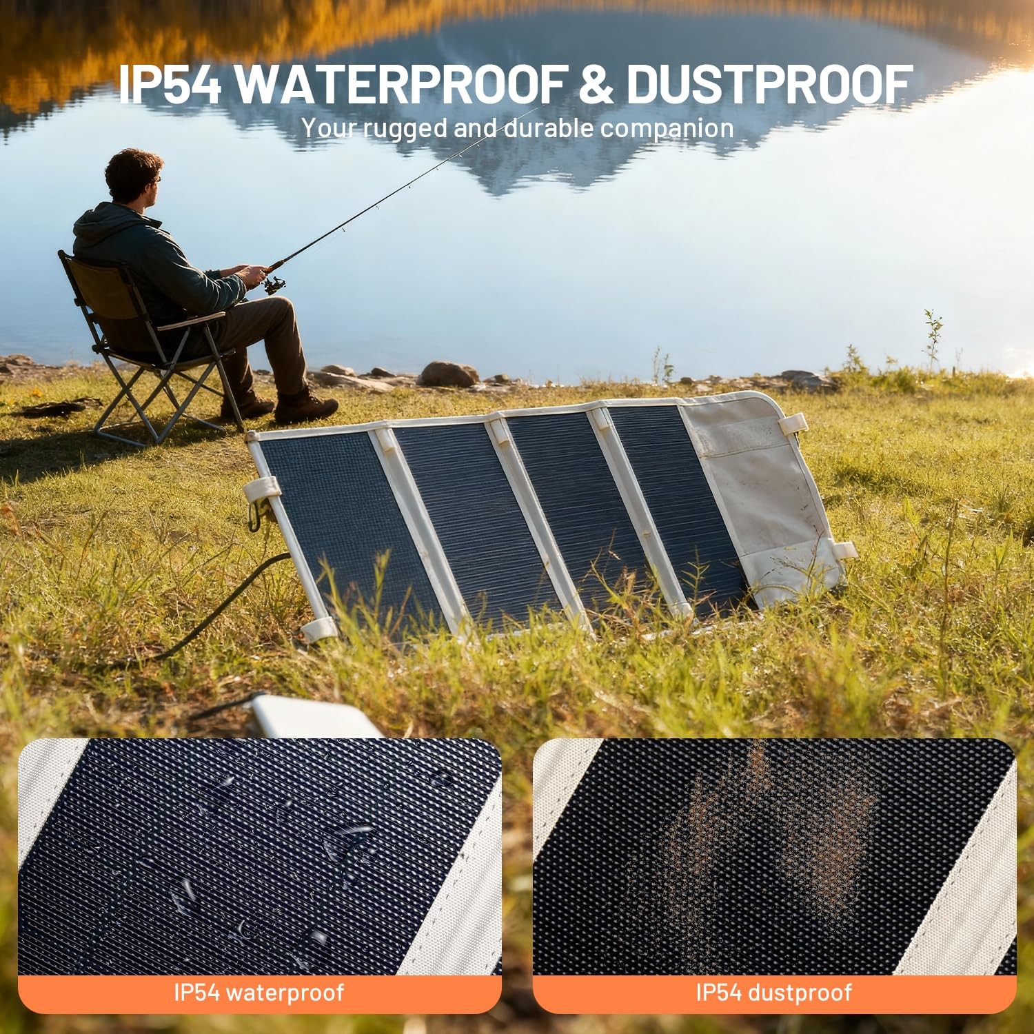 Litheli 24W Portable Solar Panel Charger Foldable Waterproof USB-C USB-A Camping