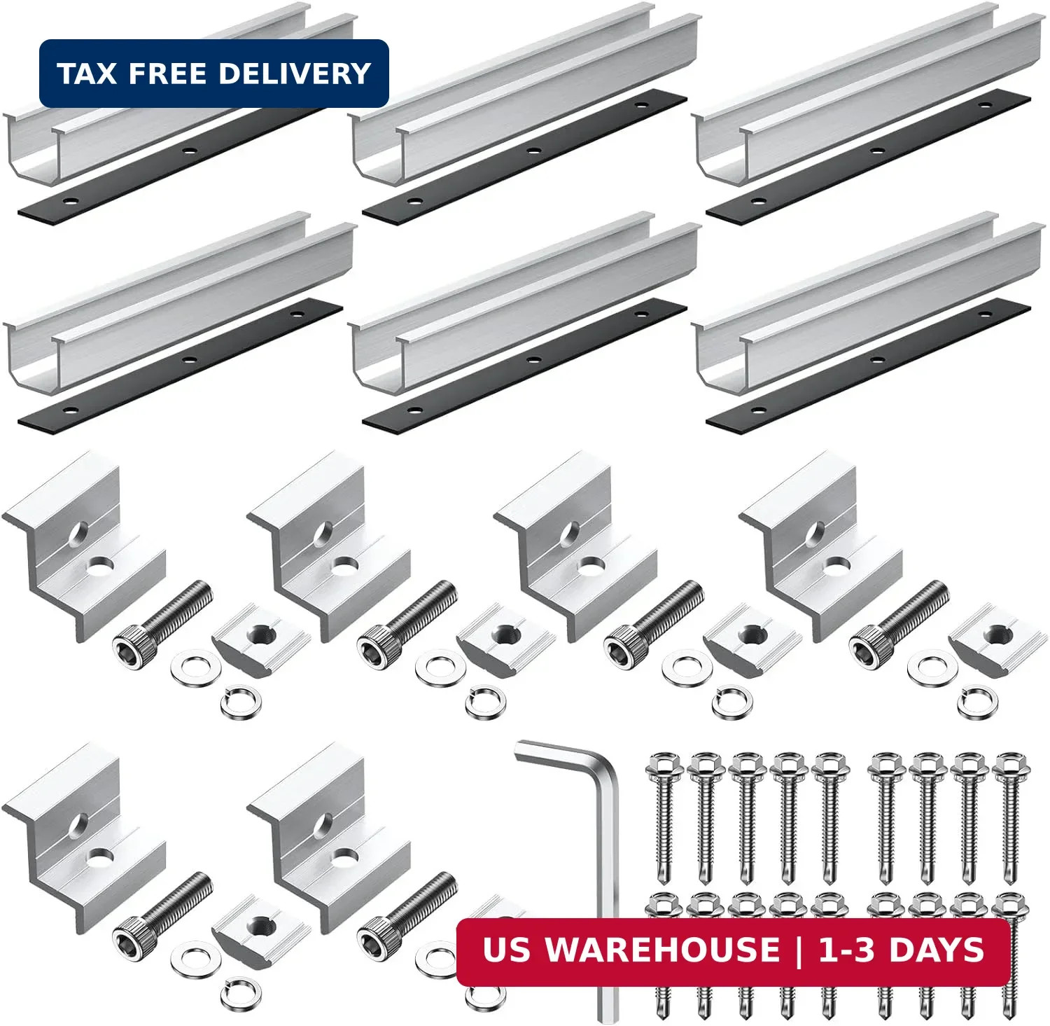Anbte Solar Panel Bracket Kit, 6 Pcs 7.87 in Aluminium Solar Panel Mounting Rail