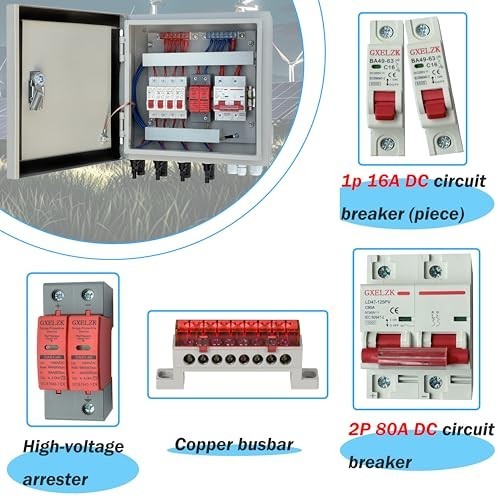 80A Solar Combiner Box for 4 Strings, Off-Grid PV System, Durable & Weatherproof